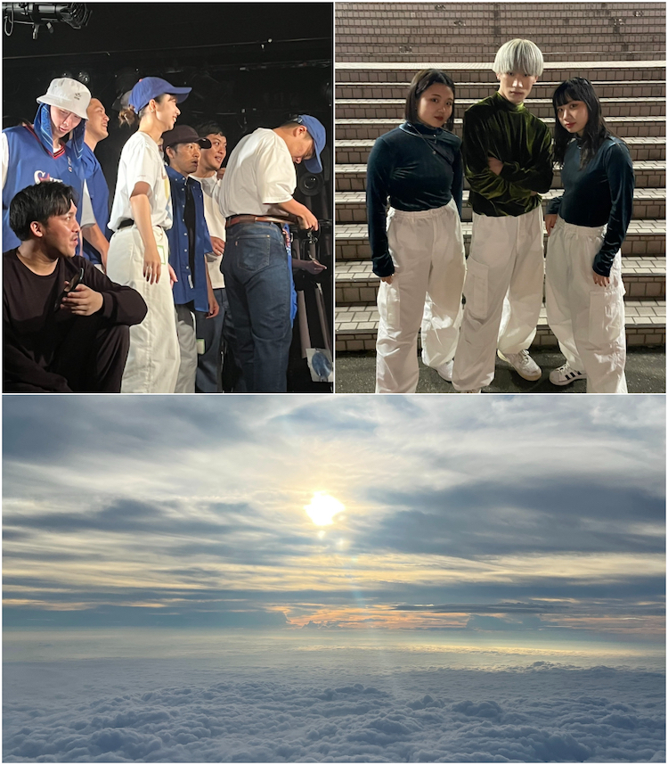 休暇中にダンスを楽しむ様子と飛行機からの風景